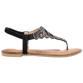 SHELOVET Sandalias Chanclas Con Cristales negro
