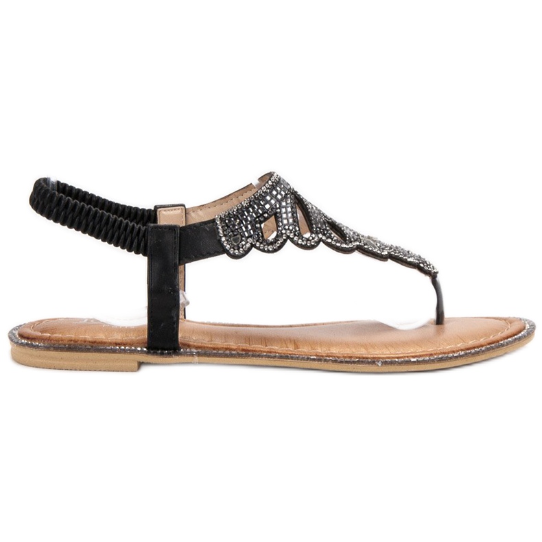 SHELOVET Sandalias Chanclas Con Cristales negro