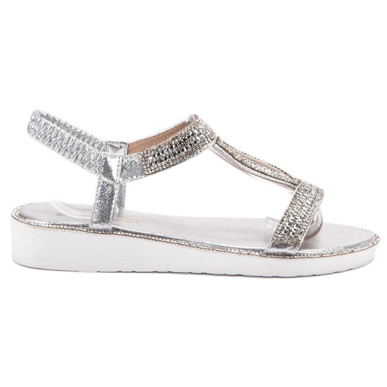 SHELOVET Sandalias de cuña con elástico gris SHELOVET Sandalias de cuña con elástico gris