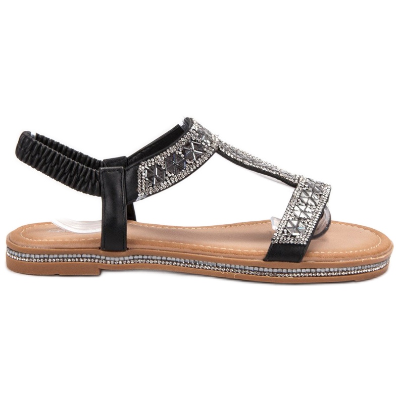 Bello Star Sandalias negras decoradas negro