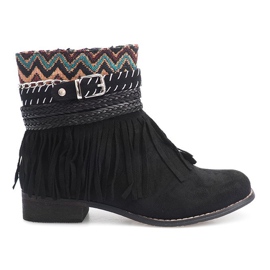 Botines Calientes Boho Flecos 7303-1 Negro