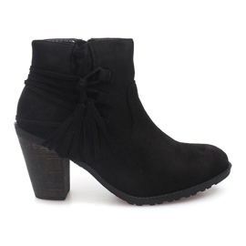 Botines de ante con flecos de barra 1631-1 Negro