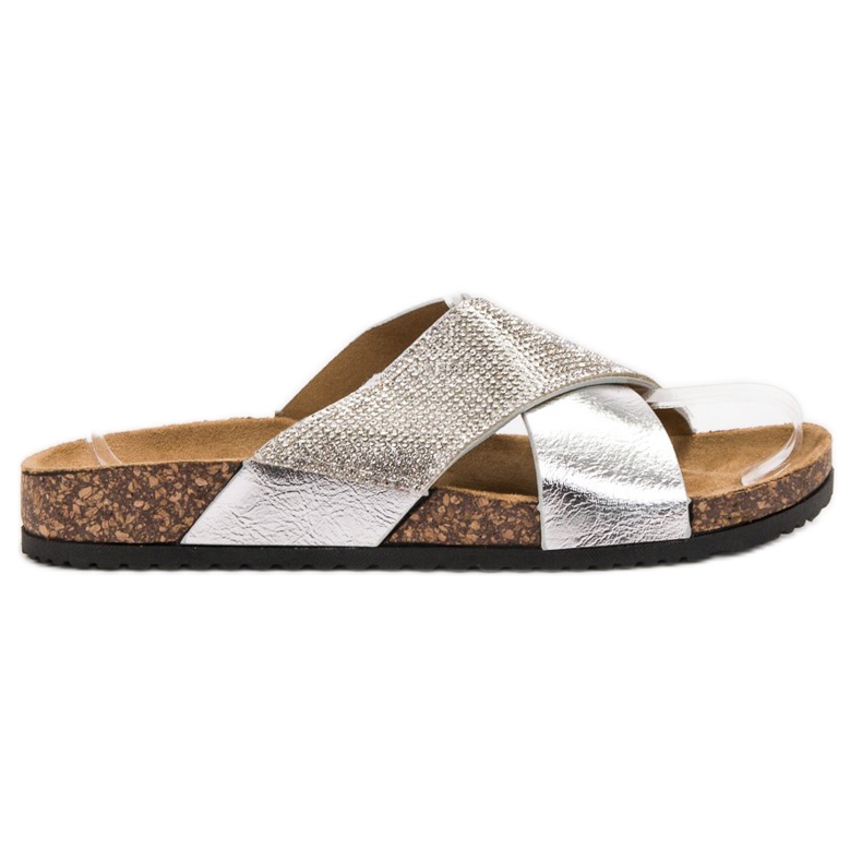 SHELOVET Pantuflas Clásicas Plateadas gris