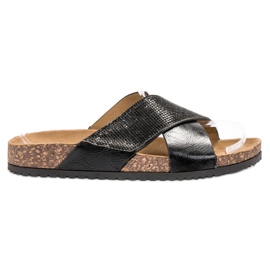 SHELOVET Pantuflas Negras Clásicas negro