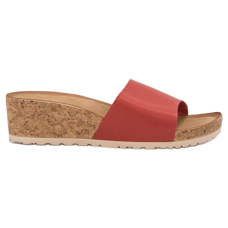 SHELOVET Zapatillas en una cuña de corcho rojo