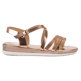 SHELOVET Cómodas sandalias de oro rosa dorado