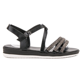 SHELOVET Cómodas sandalias negras negro