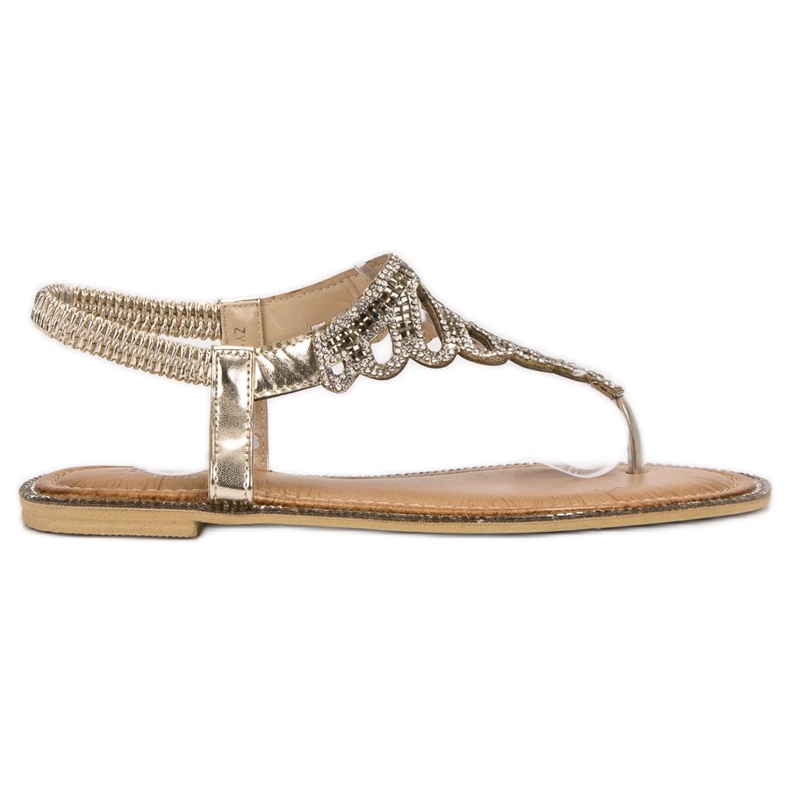 SHELOVET Sandalias Chanclas Con Cristales amarillo