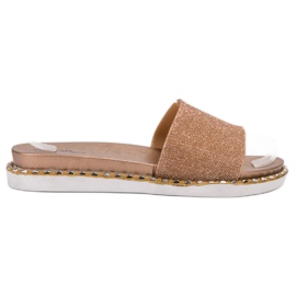 SHELOVET Pantuflas De Goma Con Circonita Cúbica amarillo