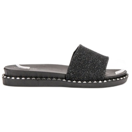 SHELOVET Pantuflas De Goma Con Circonita Cúbica negro