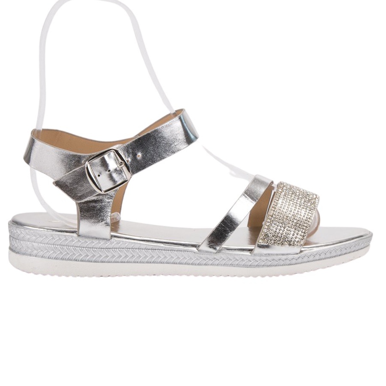 SHELOVET Sandalias de moda con circonita cúbica gris