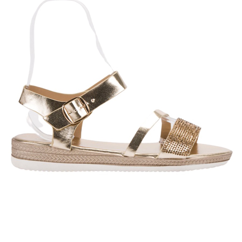 SHELOVET Sandalias de moda con circonita cúbica dorado