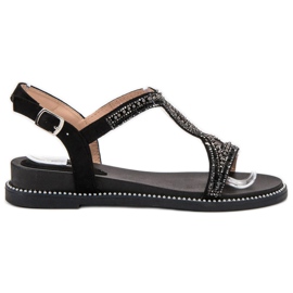 Bello Star Sandalias de ante con cristales negro