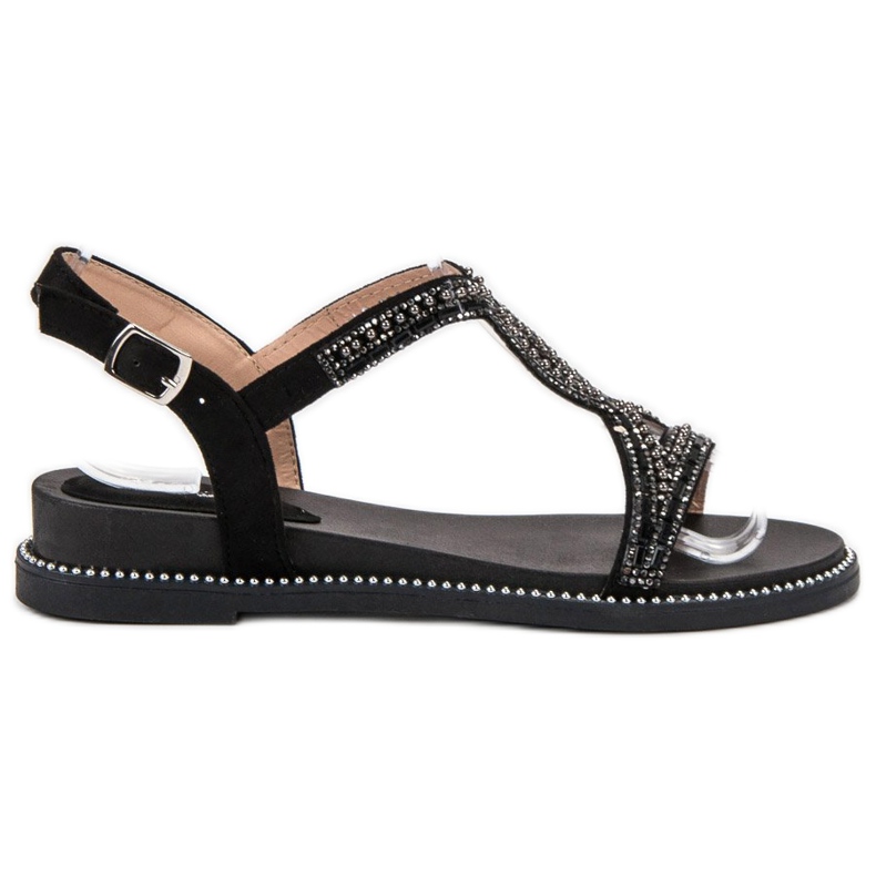 Bello Star Sandalias de ante con cristales negro