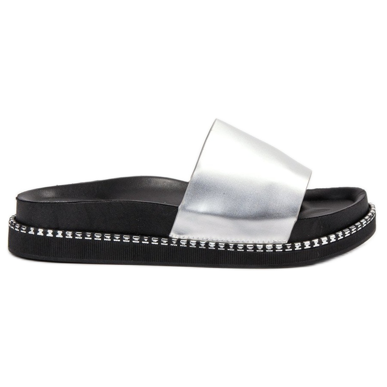Bestelle Pantuflas plateadas para mujer gris