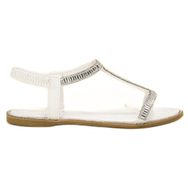 SHELOVET Sandalias planas con cristales blanco