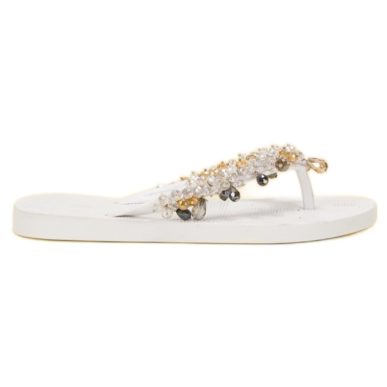 SHELOVET Chanclas de goma con adornos blanco