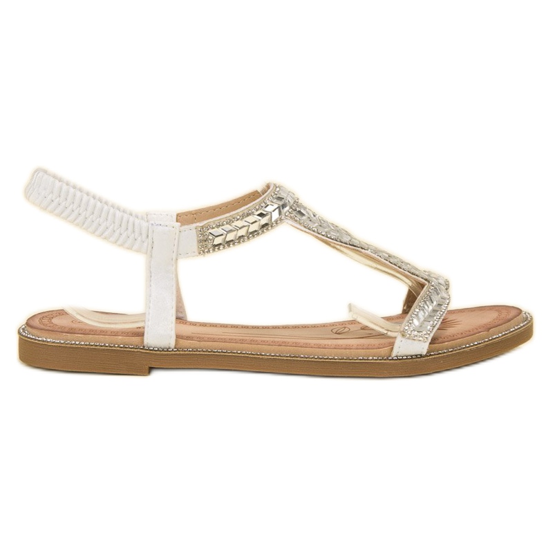 Forever Folie Sandalias sin cordones con cristales blanco Forever Folie Sandalias sin cordones con cristales blanco