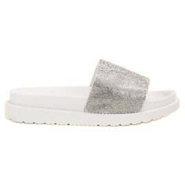 SHELOVET Pantuflas con Cristales blanco
