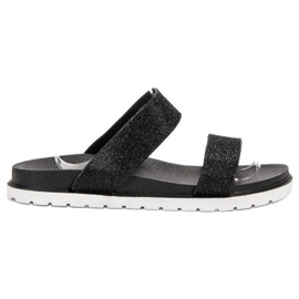 SHELOVET Zapatillas de goma con purpurina negro