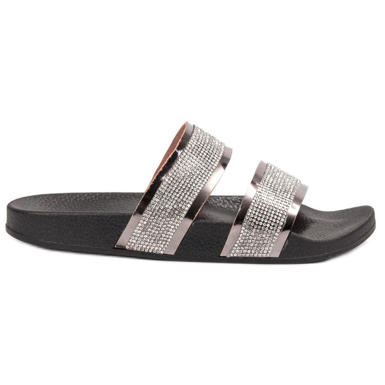 Ideal Shoes Pantuflas de Mujer con Circonita Cúbica gris Ideal Shoes Pantuflas de Mujer con Circonita Cúbica gris
