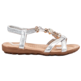 SHELOVET Sandalias Planas Con Adornos gris