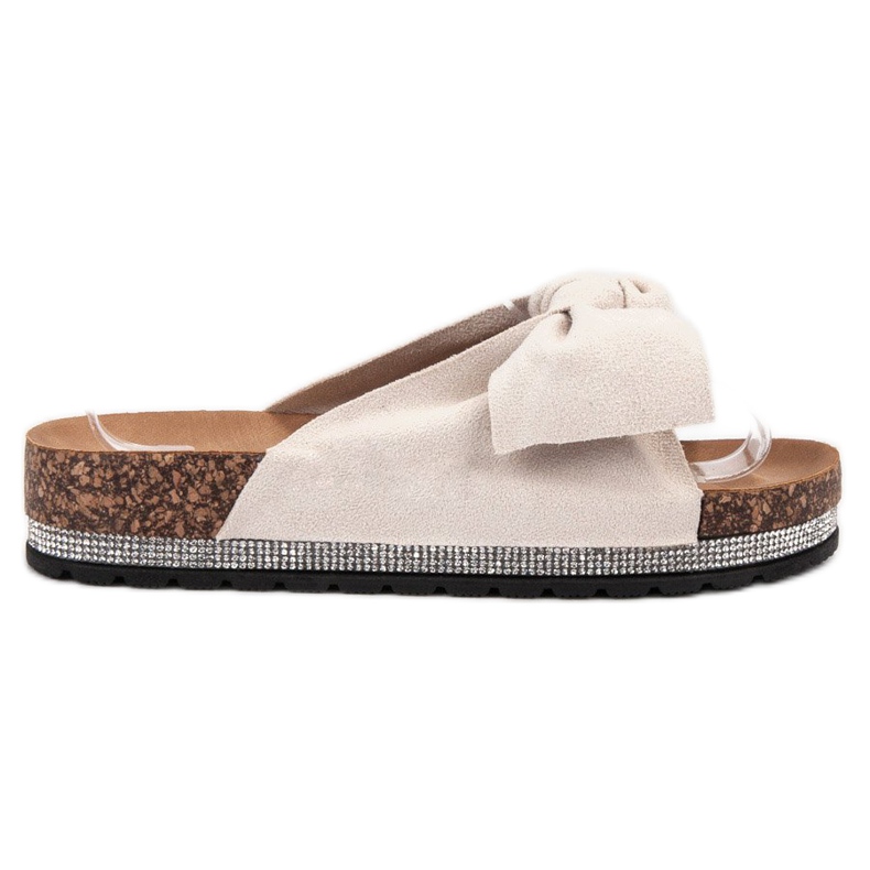 SHELOVET Pantuflas de Ante con Cristales beige