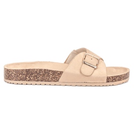 SHELOVET Pantuflas de ante con hebilla marrón