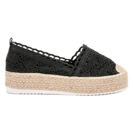 SHELOVET Alpargatas de encaje negro