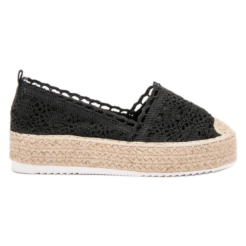 SHELOVET Alpargatas de encaje negro