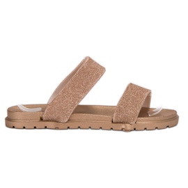 SHELOVET Zapatillas de goma con purpurina amarillo