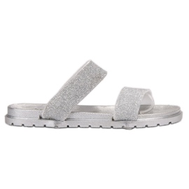 SHELOVET Zapatillas de goma con purpurina gris