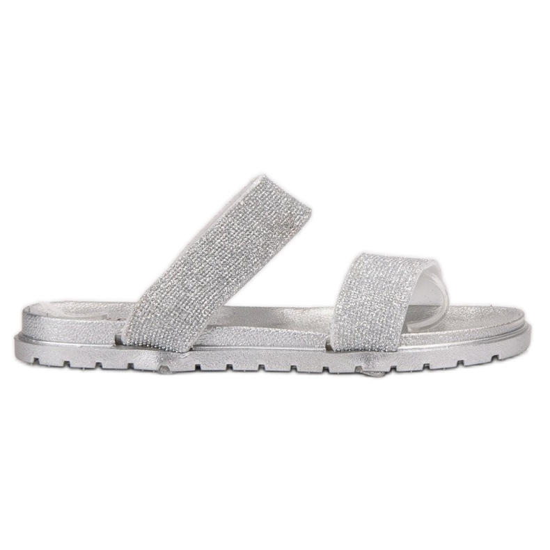 SHELOVET Zapatillas de goma con purpurina gris