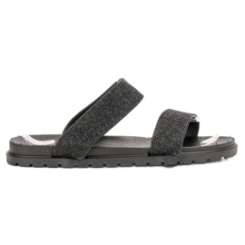SHELOVET Zapatillas de goma con purpurina negro