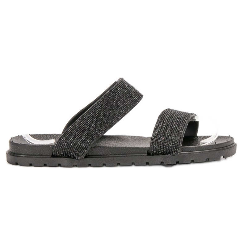 SHELOVET Zapatillas de goma con purpurina negro SHELOVET Zapatillas de goma con purpurina negro