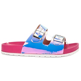 Ideal Shoes Pantuflas con hebilla Holo gris