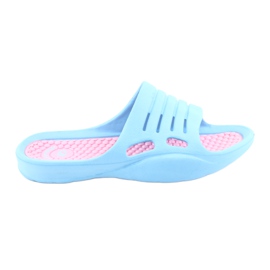 Pantuflas de espuma azul American Club para el agua rosa