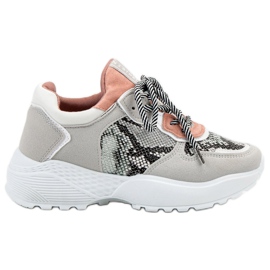 SHELOVET Zapatillas de moda con estampado de serpiente gris