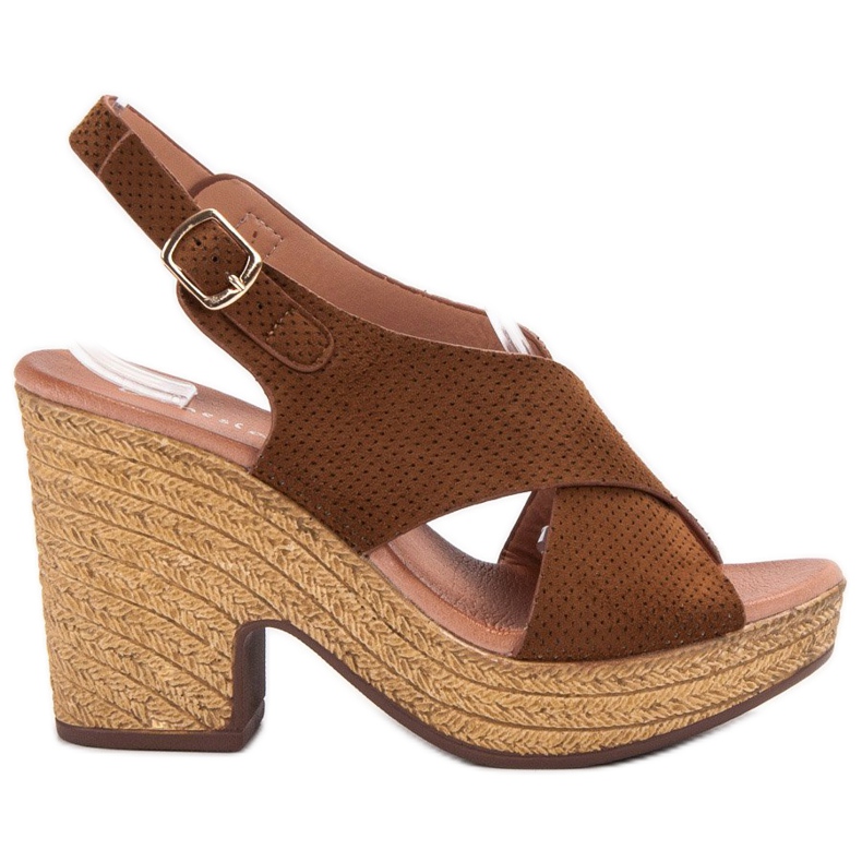 Anesia Paris Sandalias ligeras de tacón marrón
