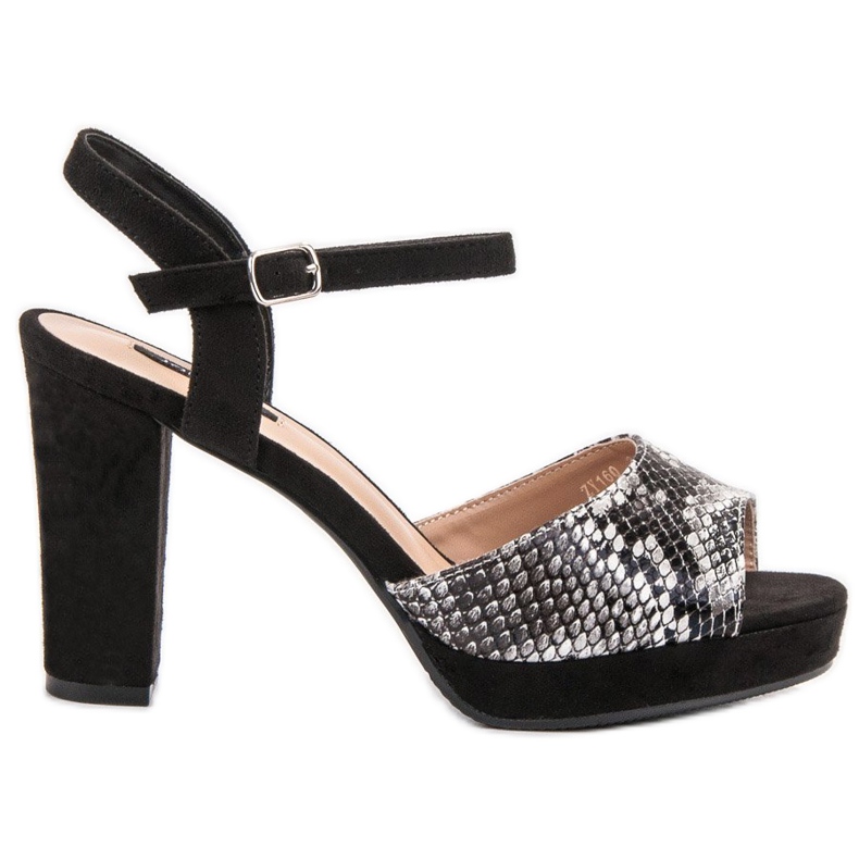 SHELOVET Sandalias con estampado de serpiente negro SHELOVET Sandalias con estampado de serpiente negro