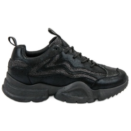 SHELOVET Zapatillas con purpurina negro