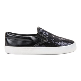 SHELOVET Slipons con lentejuelas negro