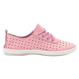 SHELOVET Zapatos deportivos calados para mujer rosado
