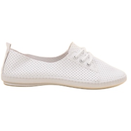 SHELOVET Zapatillas de cuero ecológico blanco