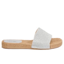 Pantuflas de mujer plateadas JFF-V182 Plateadas gris