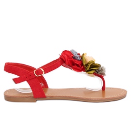 Chanclas con flores rojas L518 Rojo