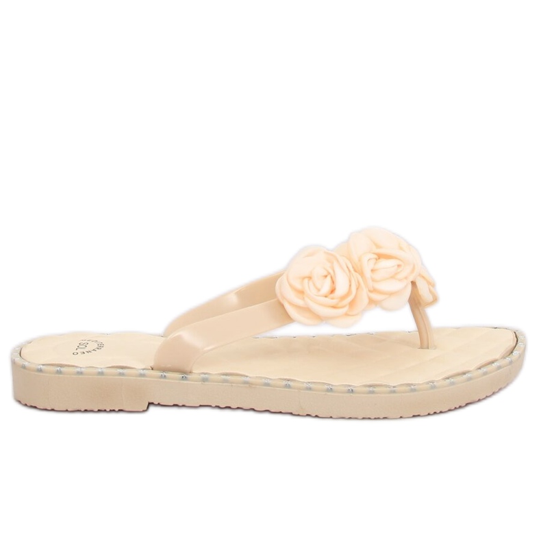 Chanclas beige con flores YJL-1818 Beż