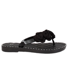 Chanclas negras con flores YJL-1818 Black negro Chanclas negras con flores YJL-1818 Black negro