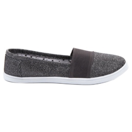 SHELOVET Zapatillas slip-on con purpurina gris