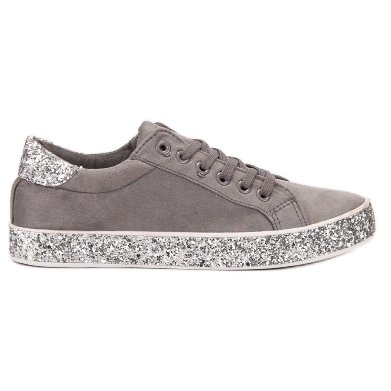 SHELOVET Zapatillas con suela de purpurina gris